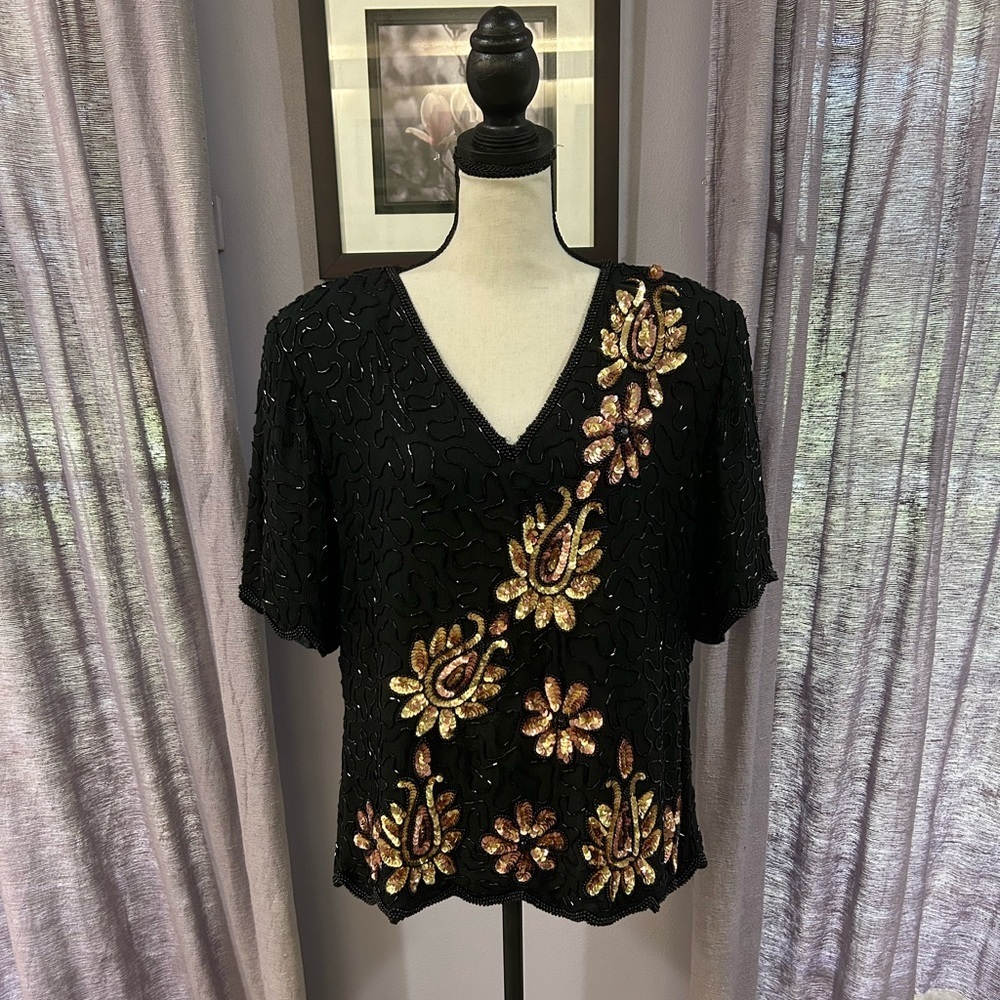 Vintage Sténay Silk Beaded Blouse